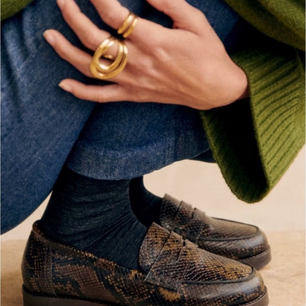 Sezane Andrea Loafers 37 Embossed Python - Made in Portugal - Picture 2 of 6